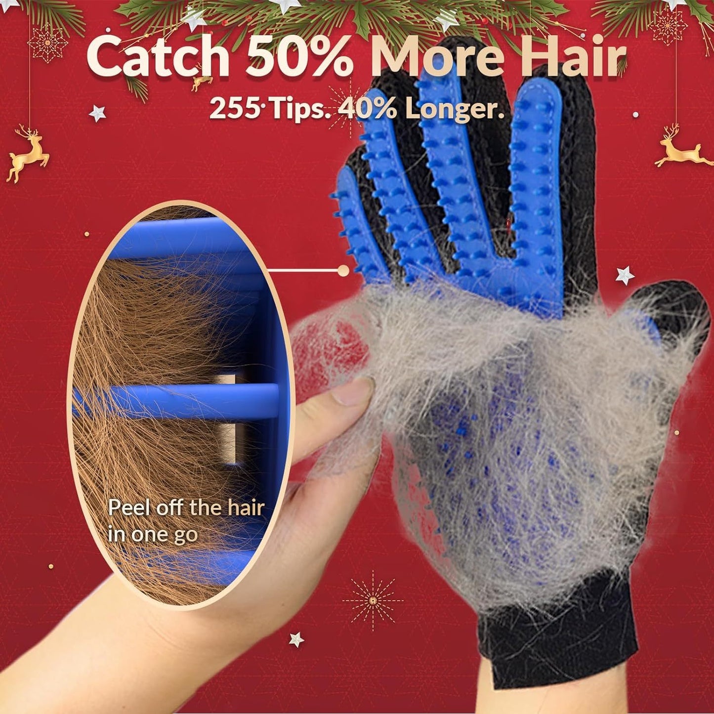 Pet Grooming Gloves For Gentle Shedding Efficient Pets Hair Remover