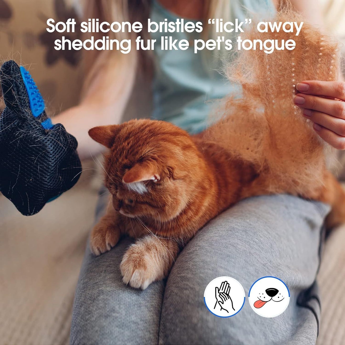 Pet Grooming Gloves For Gentle Shedding Efficient Pets Hair Remover
