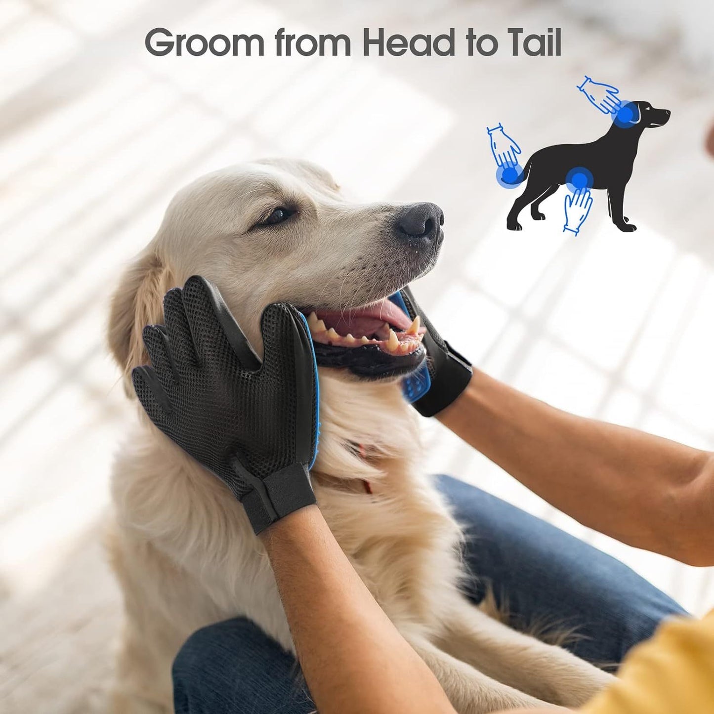 Pet Grooming Gloves For Gentle Shedding Efficient Pets Hair Remover