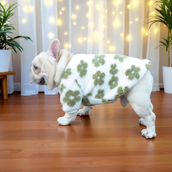 Winter Thickened Flower Plush Dog Clothes
