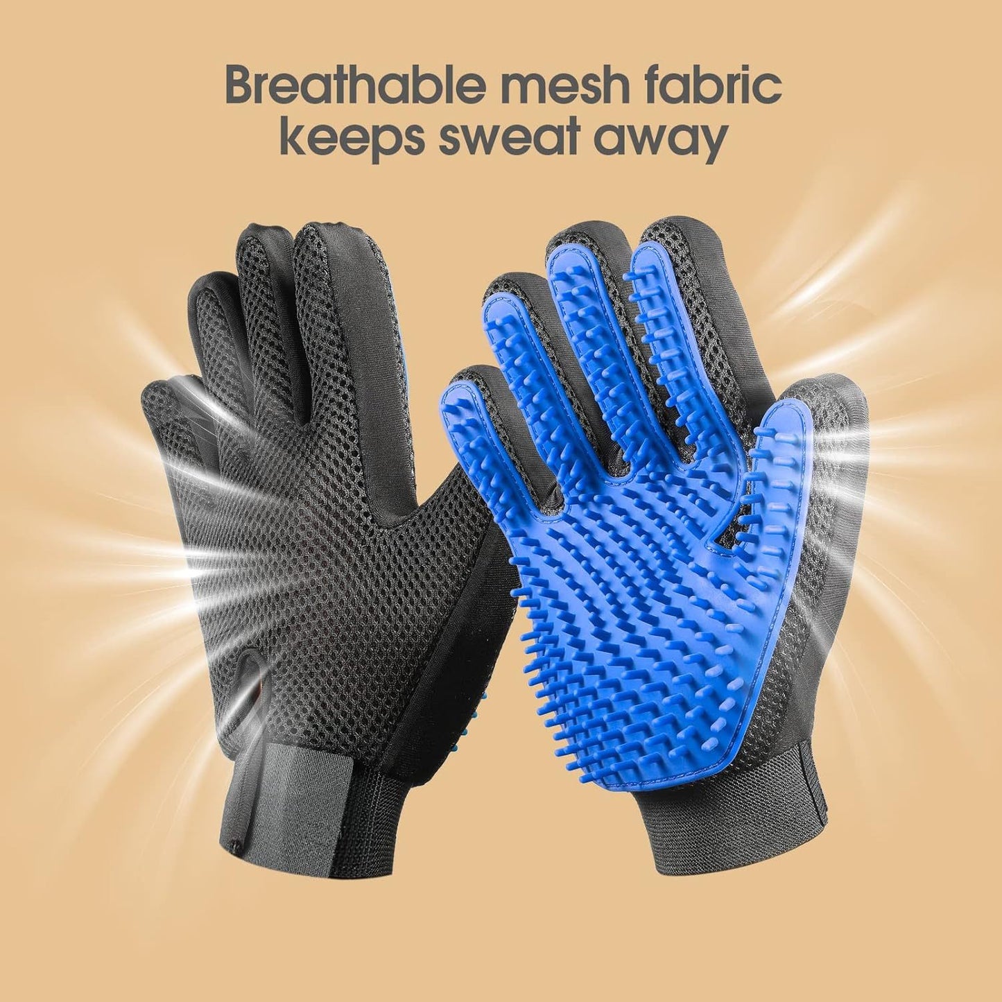Pet Grooming Gloves For Gentle Shedding Efficient Pets Hair Remover