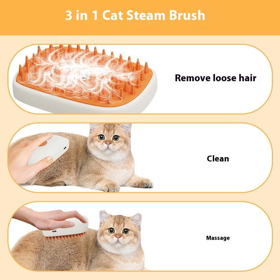 USB Rechargeable Pets Steam Brush Spray Massage Comb Pet Grooming Tool