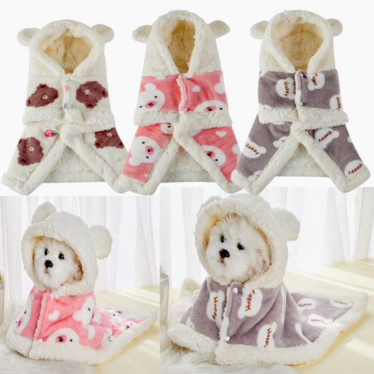 Pet Warm Thickened Flannel Hooded Pajamas