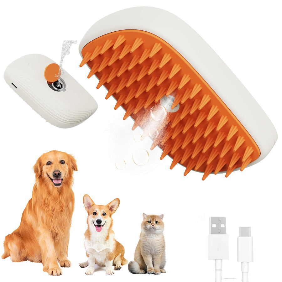 USB Rechargeable Pets Steam Brush Spray Massage Comb Pet Grooming Tool