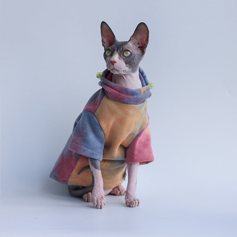 Cat Plus Velvet Thick Tie-Dye Hooded Sweater