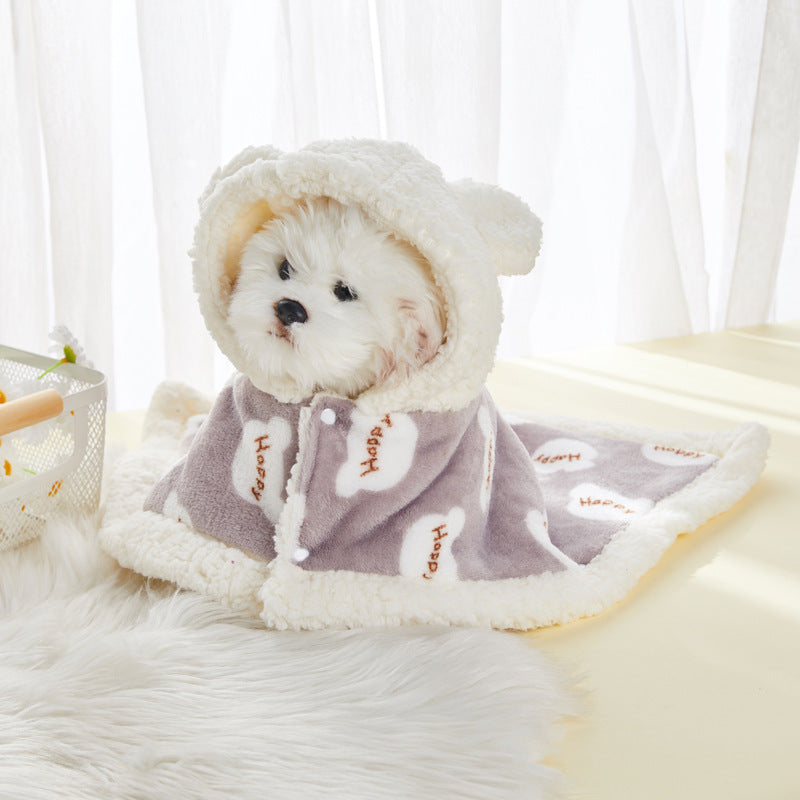 Pet Warm Thickened Flannel Hooded Pajamas