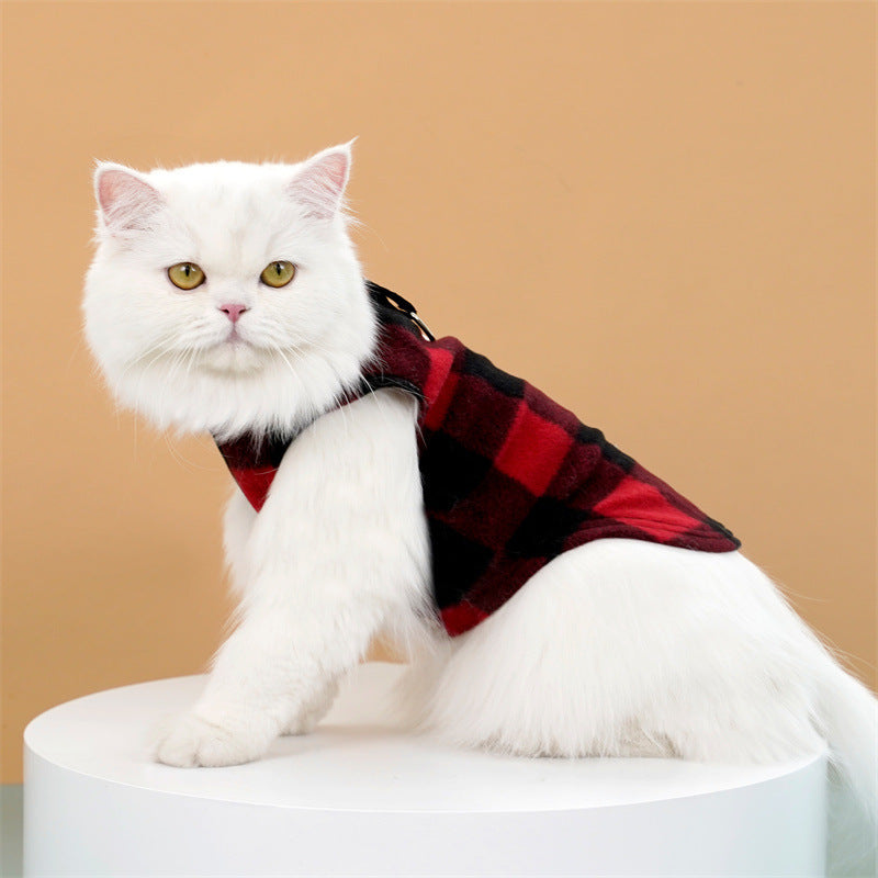 Polar Fleece Plaid Cat Vest