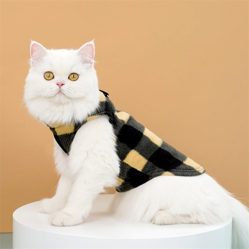 Polar Fleece Plaid Cat Vest