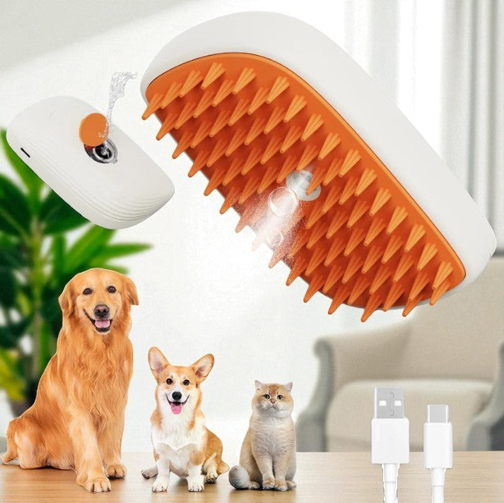USB Rechargeable Pets Steam Brush Spray Massage Comb Pet Grooming Tool