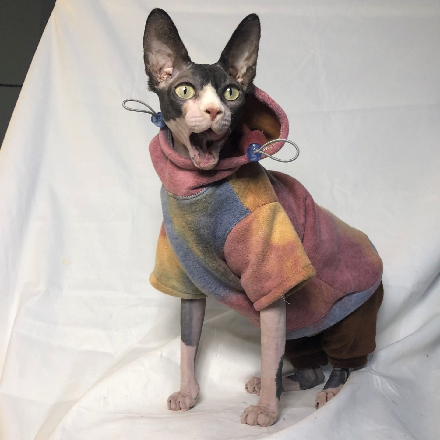 Cat Plus Velvet Thick Tie-Dye Hooded Sweater