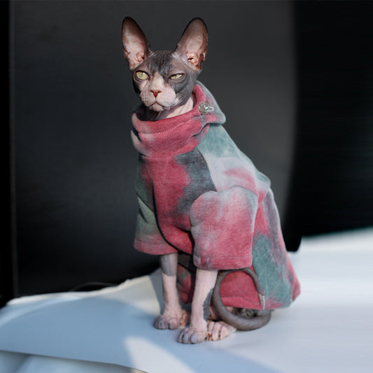 Cat Plus Velvet Thick Tie-Dye Hooded Sweater