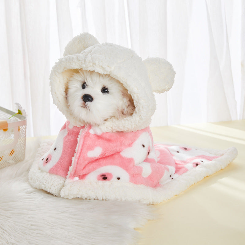 Pet Warm Thickened Flannel Hooded Pajamas