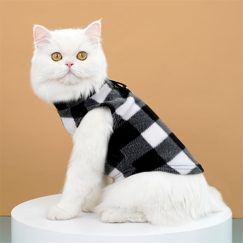 Polar Fleece Plaid Cat Vest