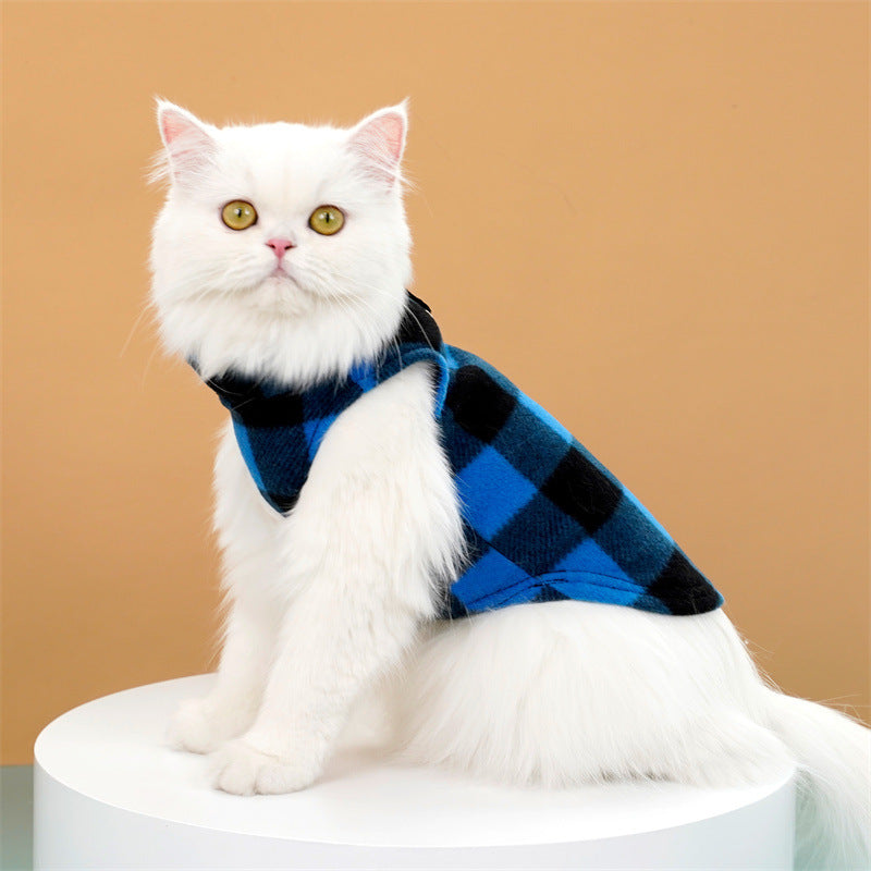 Polar Fleece Plaid Cat Vest