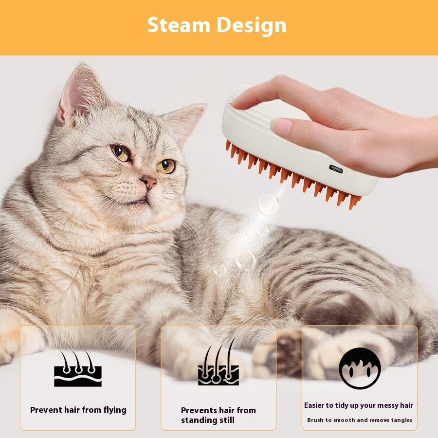 USB Rechargeable Pets Steam Brush Spray Massage Comb Pet Grooming Tool