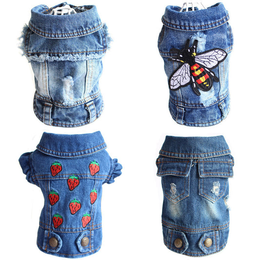 Designer Small Dog Denim Jeans Vest